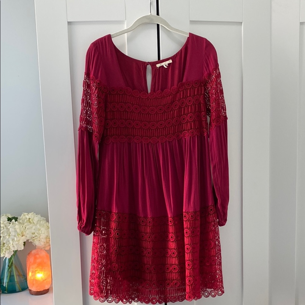 Petite Anthropologie Mini Dress with Lace Detail